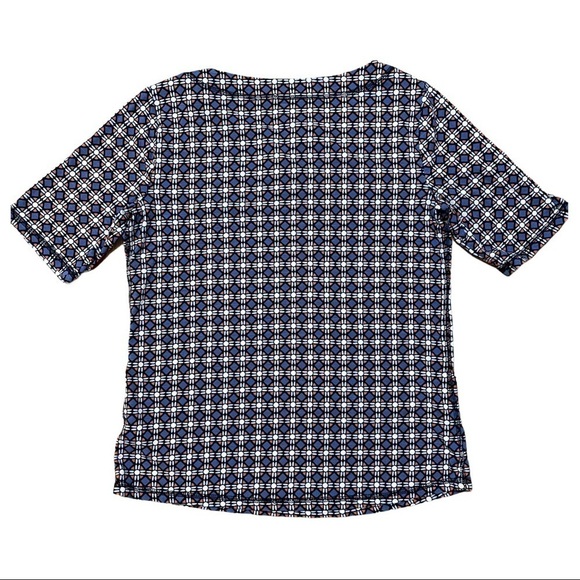 Talbots Short Sleeve Blue and Orange Geometric Shape Top Size S - Picture 2 of 7
